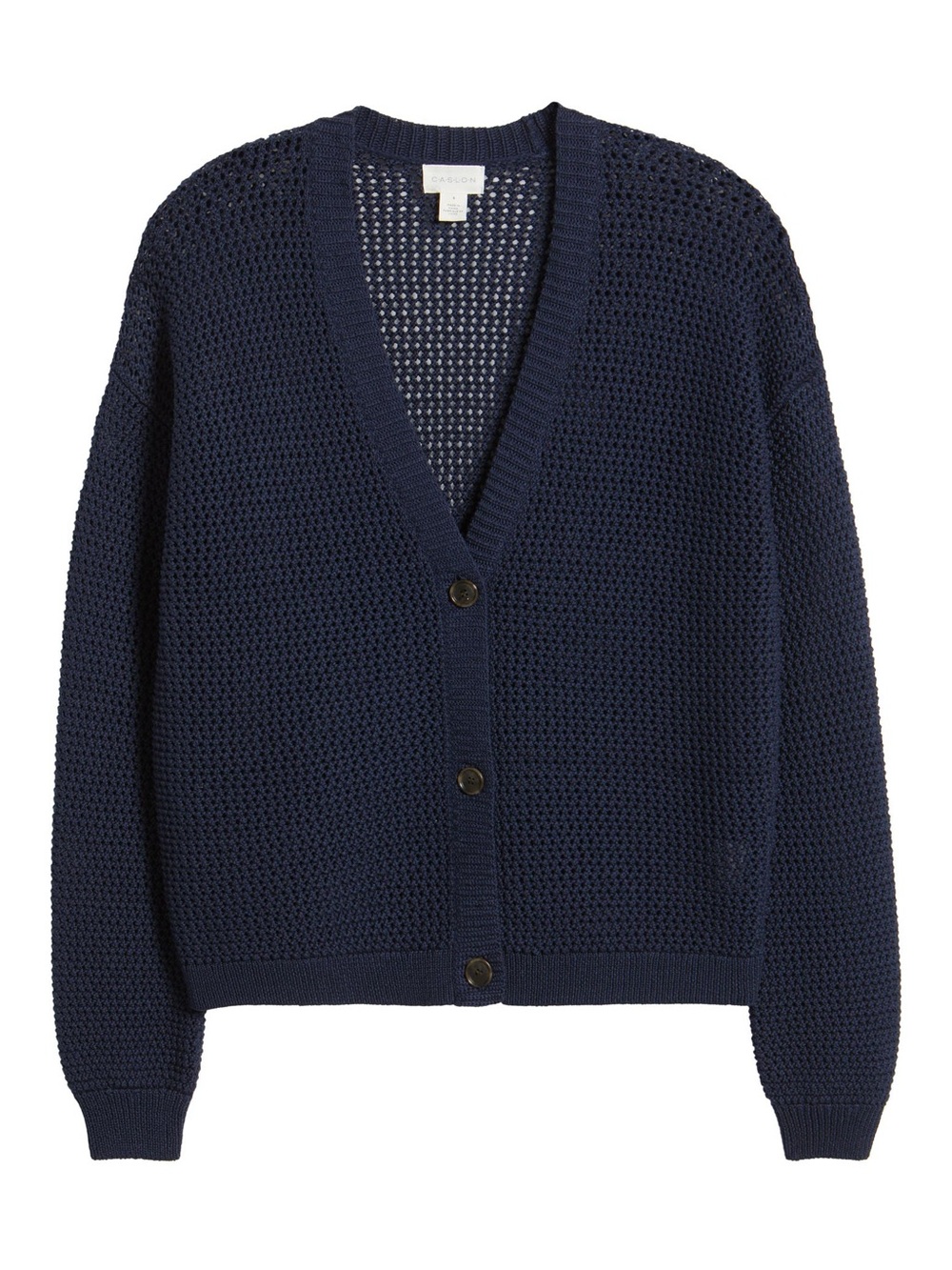 Caslon Open Stitch Cotton Cardigan in navy blue
